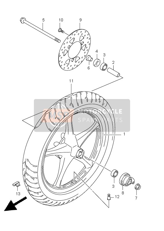 Suzuki UX125 SIXTEEN 2011 Front Wheel for a 2011 Suzuki UX125 SIXTEEN